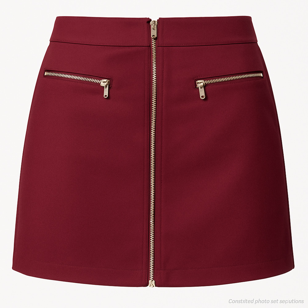 Mini Skirt Moto Zip Y2K Streetwear Fall Outfit Chic Burgandy Forever 21 Large